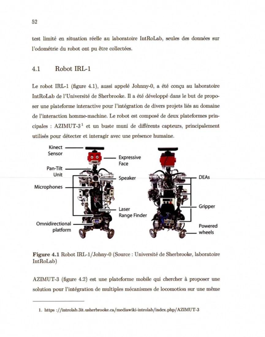Figur e  4.1  Robot IRL-1 / Johny-0 (Source : Université de Sherbrooke, laboratoire  IntRoLab) 