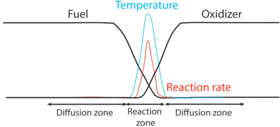 Figure 4.6: Diffusion flame structure.