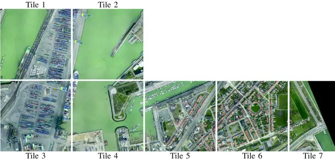 Fig. 2. Seven tiles of the RGB dataset (RGB) of the Data Fusion Contest 2015. The data can be freely downloaded on http://www.grss- http://www.grss-ieee.org/community/technical-committees/data-fusion/2015-ieee-grss-data-fusion-contest/
