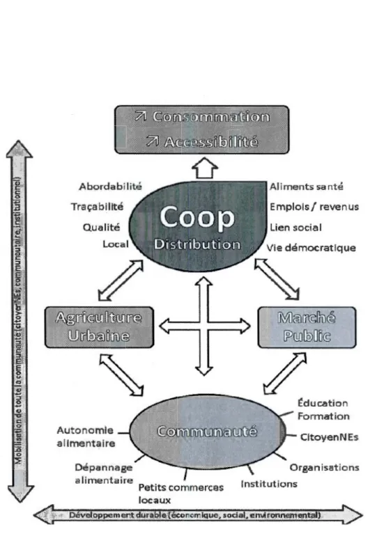 Figure 4.3  Proposition d'un système alimentaire alternatif et durable pour  Montréal-Nord  (Alimentaire 2014,  p.27) 