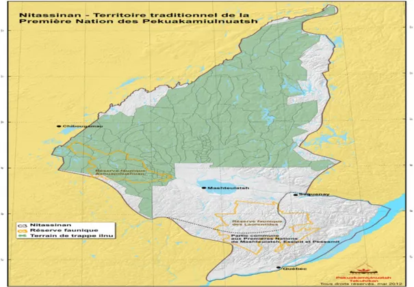 Figure 5 : Carte du Nitassinan, territoire traditionnel  Source : Site web de la communauté de Mashteuiatsh 
