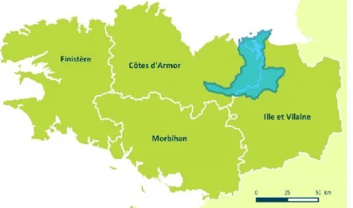Figure 1.1 Localisation du SAGE RFBB en Bretagne (tiré de : SMP SAGE RFBB, s. d.a) 