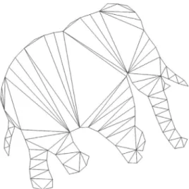 Fig. 3. Delaunay triangulation for the elephant-1 shape. Note that the Delaunay edges provide clean cuts for each salient part.