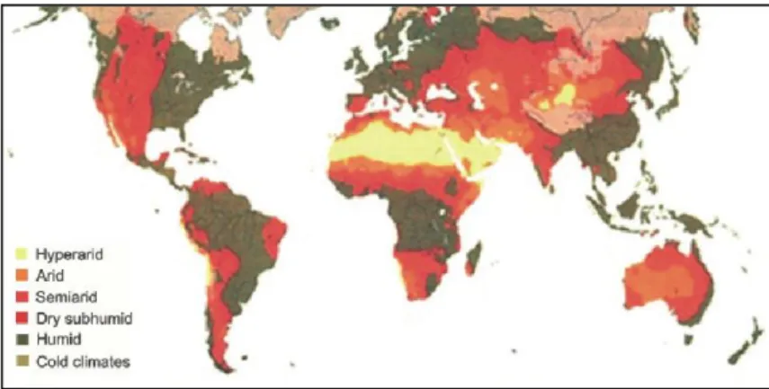 Figura 3 - Mapa mundial da distribuição da aridez 