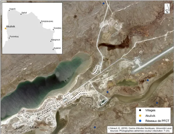 Figure 3 : Localisation du village d’Akulivik au nord du Nunavik et des PFCT dans la région