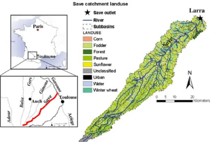Fig. 2 Variations of Save river discharge and precipitations during the storm event of May 2010