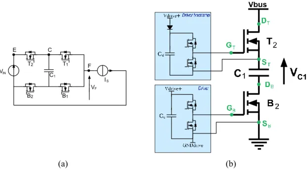 Figure 13 : Schéma d’un FlyCap et la commande non-fonctionnelle d’une cellule de commutation avec un driver  bootstrap 
