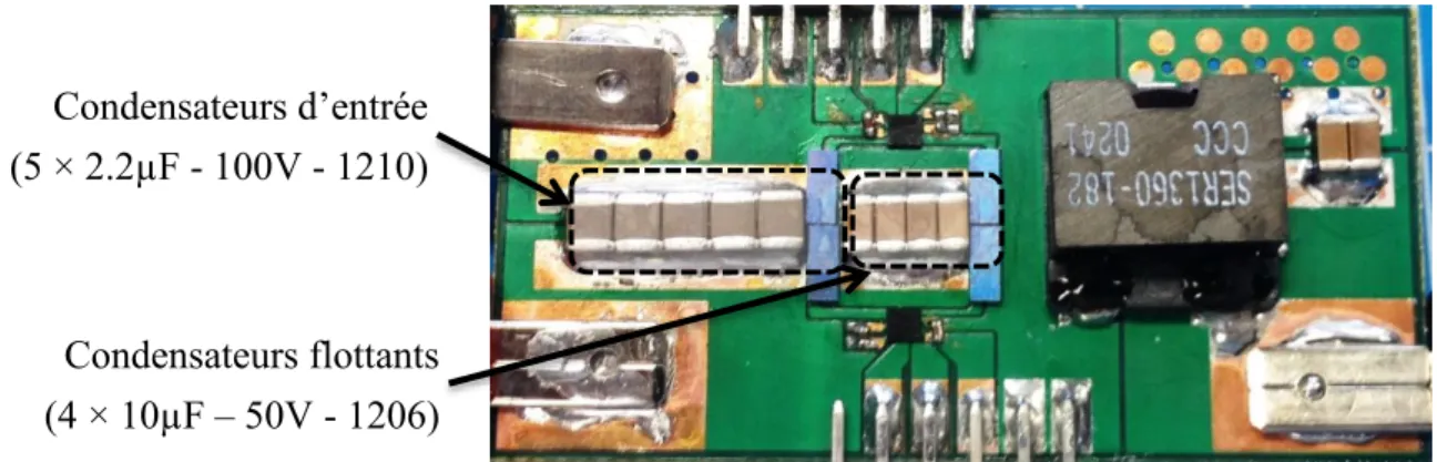 Figure 29 : Prototype de validation de concept avec condensateurs céramiques classiques (surface du  prototype : 25.4 mm×50.8 mm)  