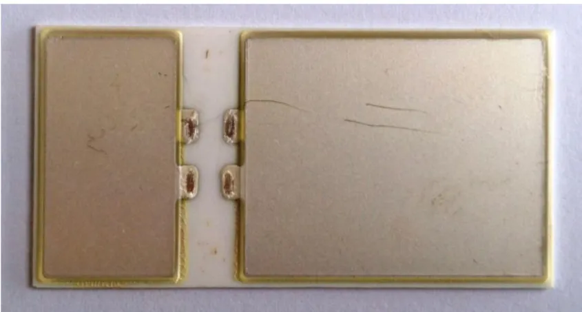 Figure 34 : Condensateurs de puissance sérigraphiés et passivés avec du Parylene AF4 