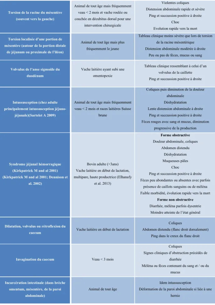 Tableau clinique moins sévère que lors de torsion  de la racine mésentérique 