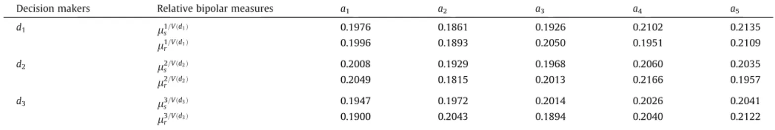 Fig. 5. Graphic representation of final bipolar measures for each decision maker.