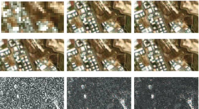 Figure 1.2: AVIRIS dataset: (Top 1) HS image. (Top 2) MS image. (Top 3) Reference image