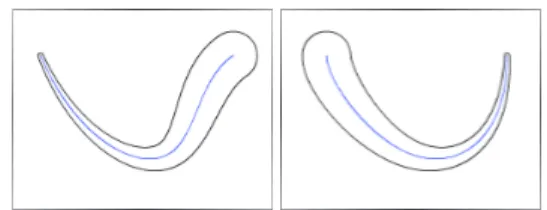 Figure 6: Illustration des différentes étapes du protocole de test de l’algorithme. Dans un premier temps, la forme 3D de référence est projetée orthogonalement selon deux points de vue différents