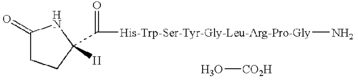 Figure 8 : Structure chimique de la molécule de GnRH naturelle (gonadolibérine) décapeptide 