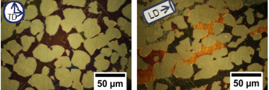 Figure 1.  Optical microscope observations of the α,β’-brass CuZn40Pb2 (CW617N)  Corrosion tests 