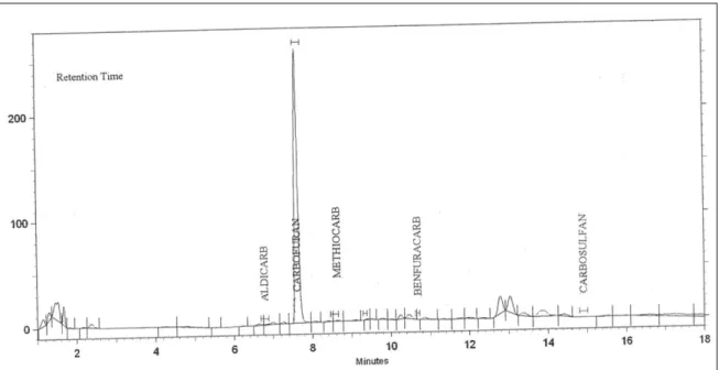 Figure 6 - Résultats d'une chromatographie sur colonne pour la recherche de carbamates