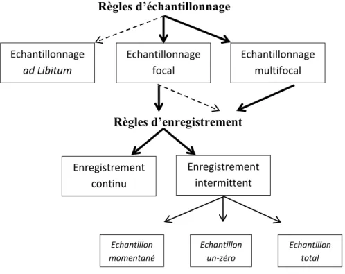 Figure I. Hiérarchie des règles d’échantillonnage et des règles d’enregistrement   (Martin et Bateson, 2009) 