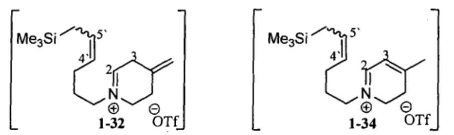Figure 1.4 Les signaux similaires en RMN  l H du compose 1-39 et produit obtenu 1-36 concordent