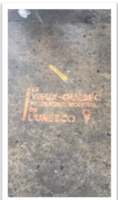Figure 4 : Graffitis présents  sur des trottoirs             (Crédit : Lauriane Lepage) 