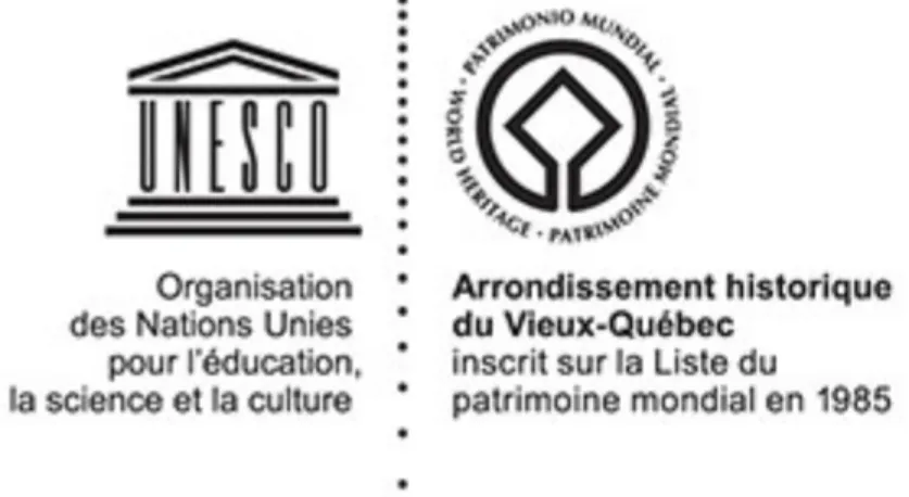 Figure 1 : Logo et emblème du patrimoine mondial de l'UNESCO (Ville de Québec, 2019) 