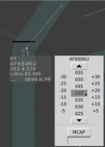 Fig. 2. The window used to select the heading of the plane, which appeared when clicking on the plane’s label.