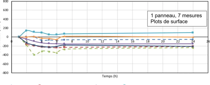 Figure 4.3 : Exemple de déformations mesurées avec la méthode des plots de surface 