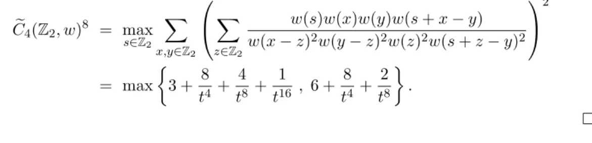 Figure 7.1 – Graphe de C/C 2 et C/ e C 4 par rapport à t := w(1)/w(0)