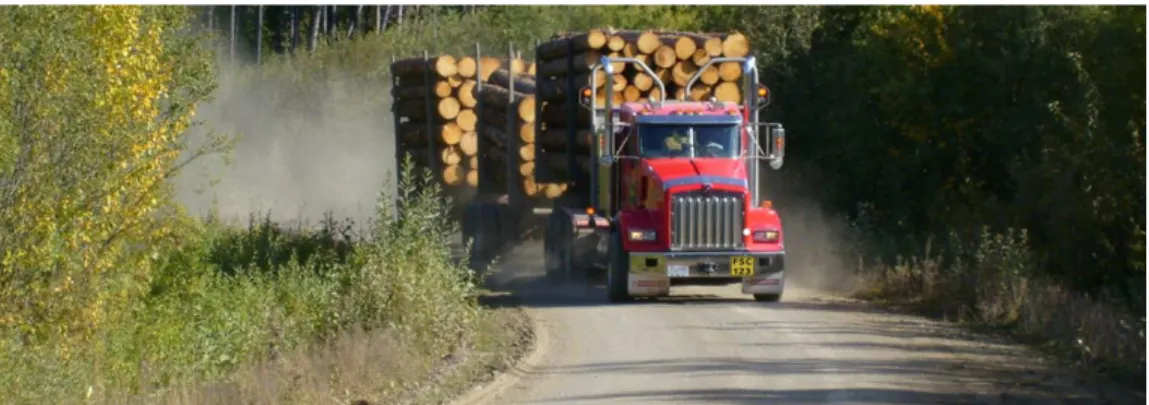 Figure 3: Log hauling truck travels on secondary road [18].  