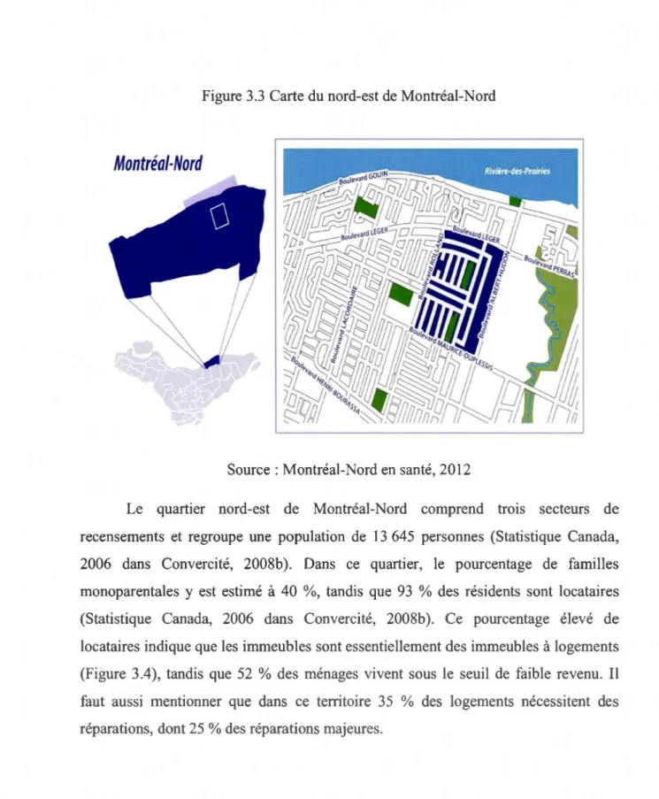 Figure 3.3  Carte du  nord-est de Montréal-Nord 