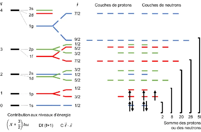 Figure 2.6 : diagramme des niveaux d’énergie du noyau appliqué au  7 Li. 