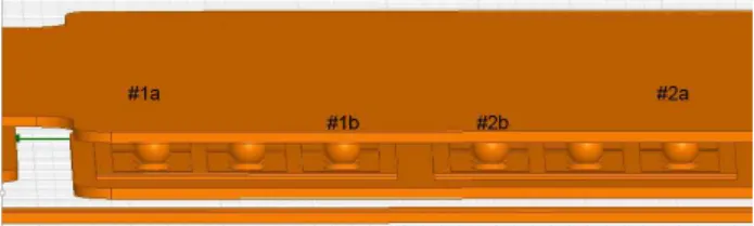 Figure  5:  High  Side  diodes  and  6  rectangles  positioned  in  the  middle  of  selected  copper  balls  to  extract the current density