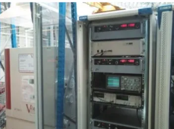 Fig. 3. Climatic chamber and power electronics as a test bench for the insulation materials.