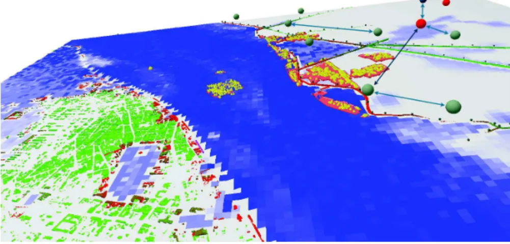 Figure 6. Snapshot of the model implemented in GAMA