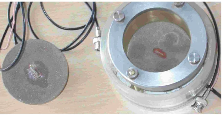Figure 2.5 : Exemple  de bilames piézoélectriques incorporés dans une cellule œdométrique   (Laboratoire de mécanique des sols-écoles d’ingénieur de Ntua)