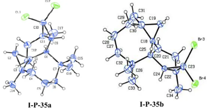Figure I-2 : structures cristallines des composés I-P-35a et I-P-35b  III-2-3)-Epoxydation des produits I-P-11a-b et I-P-34 