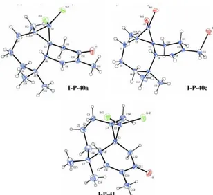 Figure I-4: les structures cristallines des composés I-P-40a,c et I-P-41  III-2-5)-Synthèse des dérivés aminés du β-himachalène 