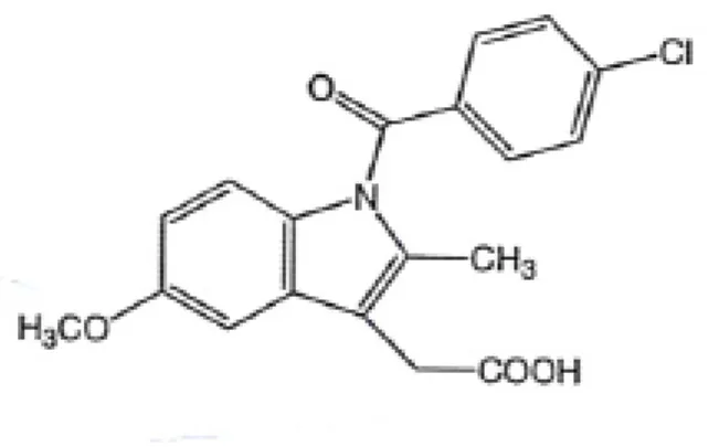 Figure 10 : Structure chimique de l’indométacine (Ahuja, 2008). 