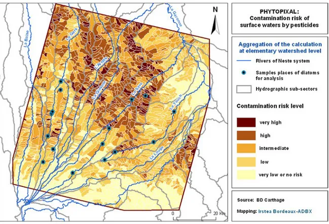 Fig. 8. Estimated risk at the scale of the elementary watershed. environmental managers