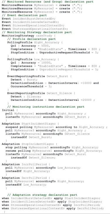 Fig. 2.  Extrait  de  la  définition  de  l’interface  d’un  service  de  surveillance  adaptable 