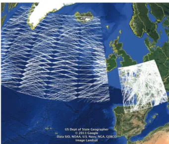 Fig. 1. Tracks of oceanic and continental traffic over 24 h.