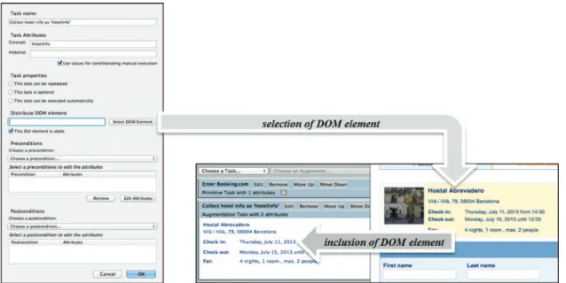 Fig. 15. DOM selection from Web site and later integration inside of procedure tool. (For interpretation of the references to color in this ﬁgure, the reader is referred to the web version of this article.)