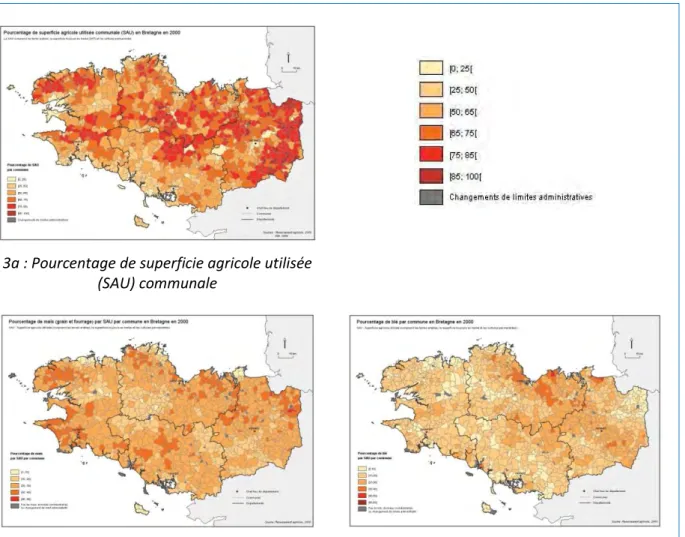Figure 4 : Usage des pesticides en Bretagne en 2001,  source : DRAAF Bretagne, 2009. 
