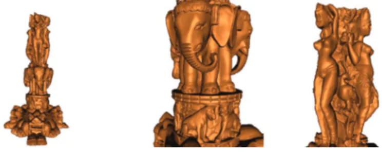 Fig. 3. Three of the chosen keyviews for the Thai Statue.