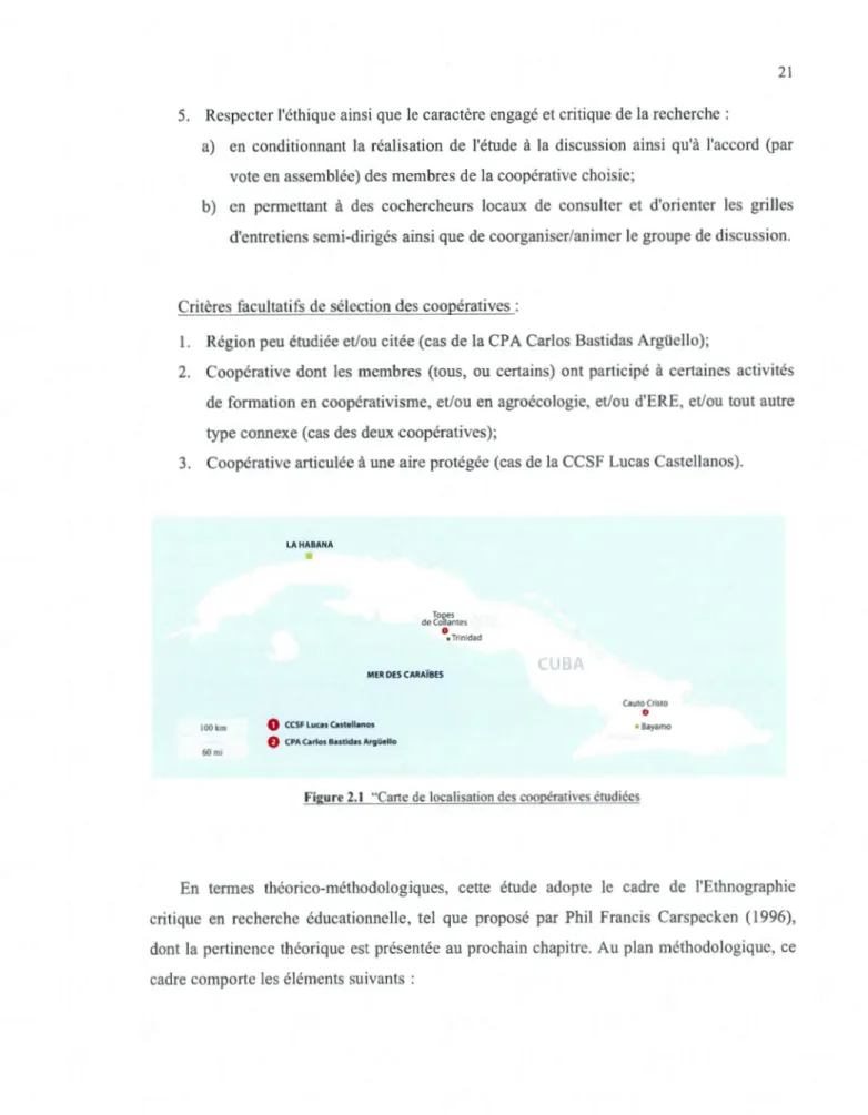 Figure 2.1  ··cane de  localisation  des coopératives érudiées 