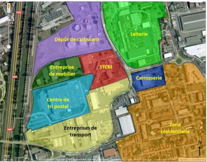 Figure II.1.1: Plan de situation du site STCM de Toulouse et des infrastructures situées à proximité