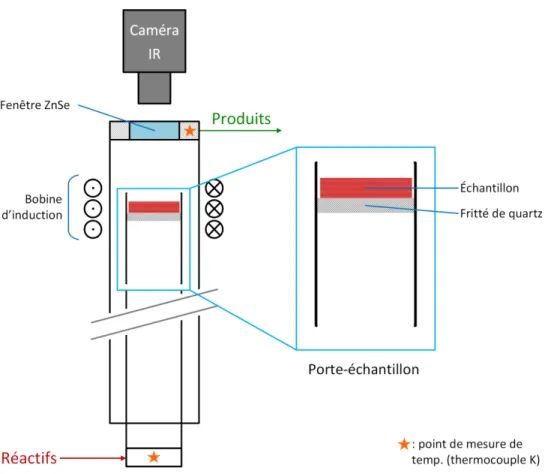 Figure 3.5. Schéma du montage de catalyse assistée par induction, tel qu’utilisé pour l’étude comparative 