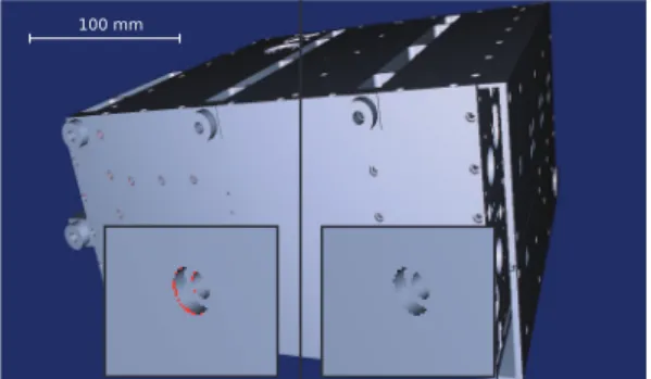 Figure 1: Rendering using dynamic tesselation and direct GPU trimming produces cracks (in red)