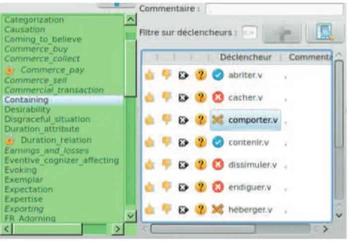 Figure 1: Snapshot of lexicon adjudication, via the As- As-falinks GUI.