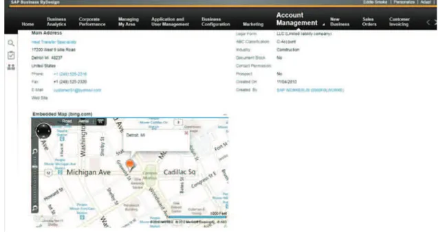 Fig. 9. Use of a mashup for geographical information on the customer.