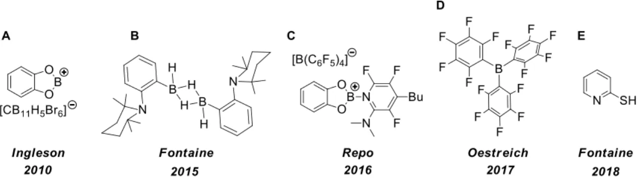 Figure 13 Selected metal-free catalysts for the Csp 2 -H bond borylation reaction. 